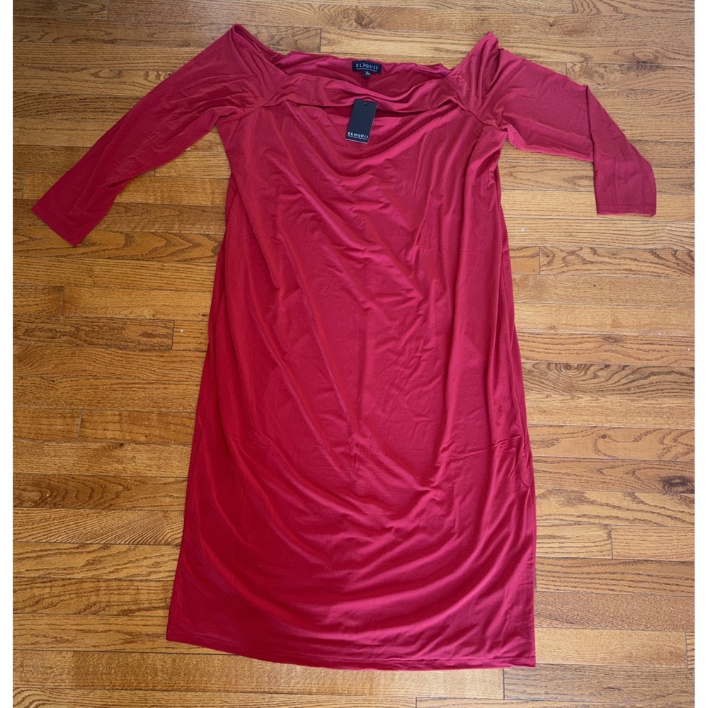 Eloquii‎ Red Long Dress Caged Chest NWT Size 24 Off The Shoulder